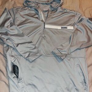 Columbia PFG Omni-shield Men’s Light Gray Hooded Pullover 1/4 zip Jacket XL